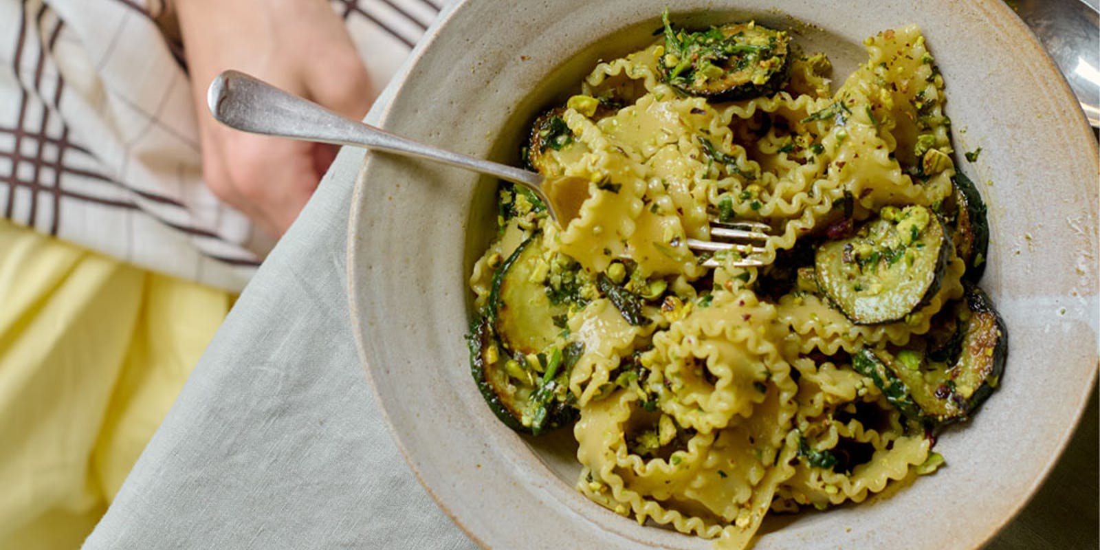 Basil, Courgette and Pistachio Pasta